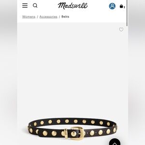 NWT Madewell Black and Gold Studded Belt